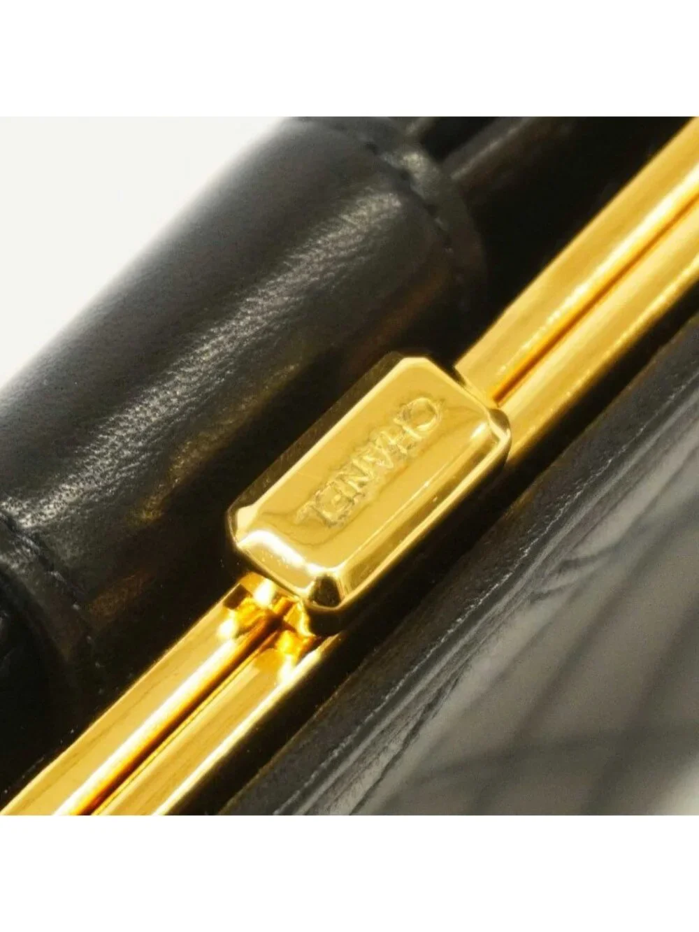 Chanel Wallet Bicolor Leather Black Gold